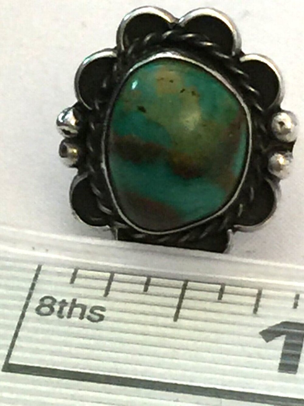 VINTAGE NAVAJO HANDMADE STERLING SILVER TURQUOISE NATIVE AMERICAN RING SIZE 5.5 - Picture 15 of 16